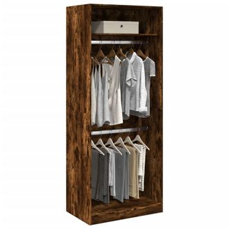 Berkfield Home Wardrobe Smoked Oak 80x50x200 cm Engineered Wood in Brown | Size: 80 x 50 x 200 cm