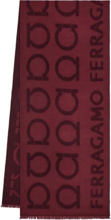 Ferragamo Gancini jacquard logo scarf - women - Wool/Silk - One Size - Red