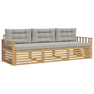 vidaXL Conjunto De Sof&aacute;s De Exterior 3 Pcs Blanco Y Gris Claro Vidaxl