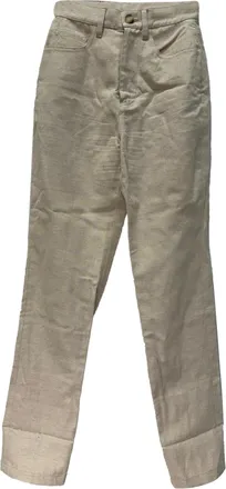 Nanushka Straight-Leg Trousers in Beige Cotton