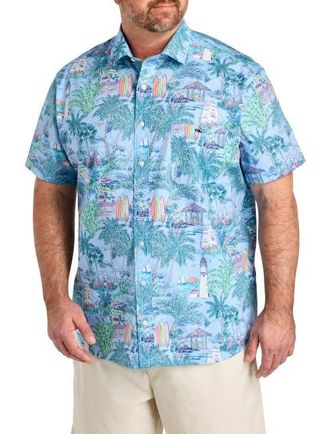 Vineyard Vines Big & Tall Keys To Escape Sport Shirt in Serenity Blue at Nordstrom, Size Xx-Large