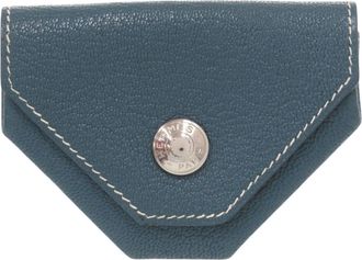 Herm&egrave;s Blue Chevre Leather Coin Purse/Coin Case (Pre-Owned)