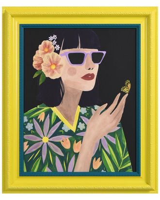 Empire Art Direct Floral Female Hand-Painted Embellished Canvas Wall Art With Baroque Frame