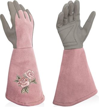 OEM Guantes De Jardiner&iacute;a Para Mujer - Piel Sint&eacute;tica - Protecci&oacute;n Total Contra Espinas - Guantes De Trabajo Largos Resistentes A Pinchazos - Para Jardine