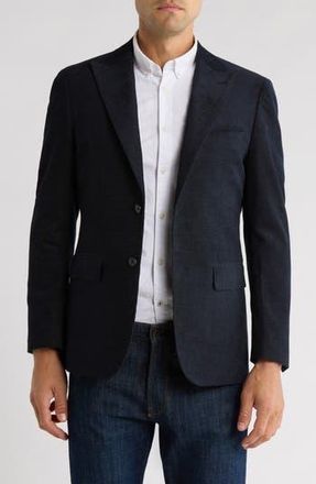 Lucky Brand Solid Peak Lapel Cotton Blend Sport Coat in Navy at Nordstrom Rack, Size 42