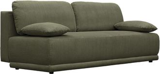 Sweeek Sof&aacute; cama en pana fina con ba&uacute; de almacenamiento, 3 plazas, verde