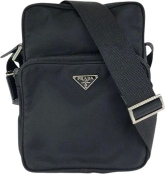 Prada Pre-owned Cross Body Bags, female, Black, Size: ONE SIZE Pre-owned Tessuto Nylon Shoulder Bag