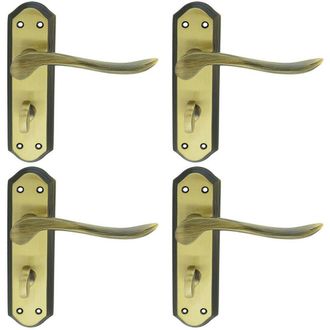 Loops 4x PAIR Curved Lever on Sculpted Bathroom Backplate 180 x 48mm Florentine Bronze