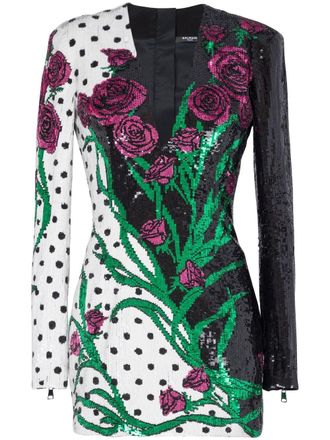 Balmain Abito corto con scollo a V - Nero