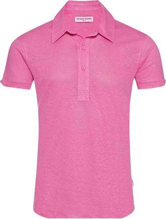 Orlebar Brown Mens Sebastian Linen Polo Shirt In Candy