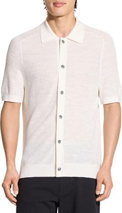 Theory Pacific Line Short Sleeve Linen & Cotton Blend Cardigan in White at Nordstrom, Size Xx-Large