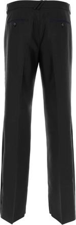 Burberry Mens Wool Blend Wide-Leg Trousers Black Silk