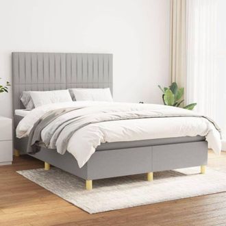 vidaXL Vidaxl - Cama Box Spring Con Colch&oacute;n Tela Gris Claro 140x200 Cm