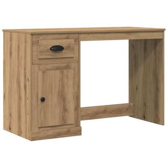 Berkfield Home Desk with Storage Artisan Oak 50x115x75 cm Engineered Wood in Brown | Size: 50 x 115 x 75 cm