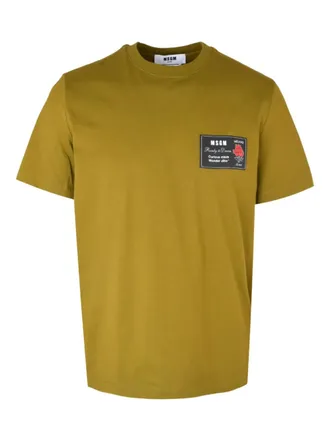 Msgm T-shirt verfraaid met patch - Geel