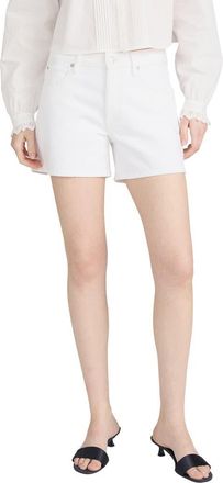 Frame Denim The Hang Mid Thigh Denim Shorts in White at Nordstrom, Size 31
