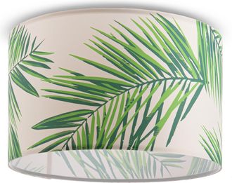 Paco Home L&aacute;mpara De Techo Luminaria Suspensi&oacute;n Sal&oacute;n Dormitorio Palmeras Verde Beige E27 Verde (&oslash;38cm), Luz De Techo - Blanco - Paco Home