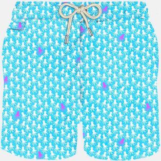 MC2 Saint Barth Man Light Fabric Swim Shorts With White And Fuchsia Octopus Print