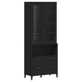 vidaXL Aparador Alto Viken Madera Maciza De Pino Negro 80x40x200 Cm Vidaxl