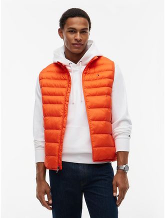 Tommy Hilfiger Mens Lightweight Packable Puffer Vest - Brilliant Orange - XXXL