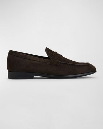 Tod's Mens Moccasino Suede Penny Loafers