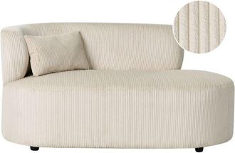 Beliani Beliani - Living Room Left Hand Corduroy Chaise Lounge with Scatter Cushion Beige Vanvey