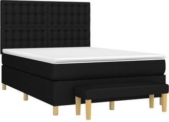 vidaXL Cama Box Spring Con Colch&oacute;n Tela Negro 140x190 Cm Vidaxl