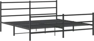 vidaXL Metal Bed Frame without Mattress with Footboard Black 183x213cm vidaXL