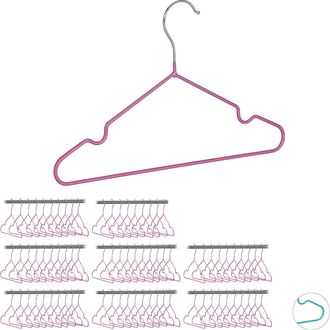 Relaxdays Pack De 80 Perchas Beb&eacute; Antideslizantes, Metal, Rosa, 30 Cm