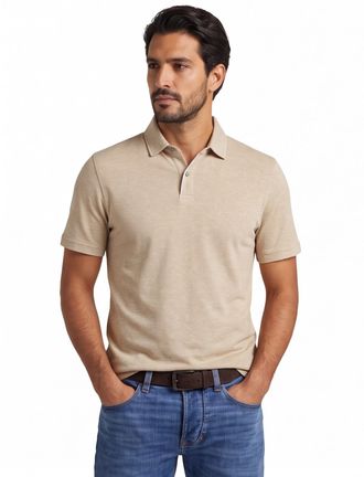 Bugatti Poloshirt Bugatti beige gemeleerd 2 knoops linnen
