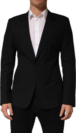 Dolce & Gabbana Pinstriped Cotton Blazer - Black