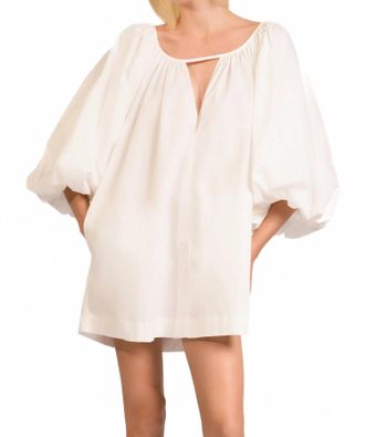 Adriana Degreas Solid Puff Sleeve Mini Dress In Off White