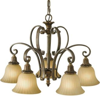 Loops 5 Bulb Chandelier LIght Firenze Gold British Bronze LED E14 60W