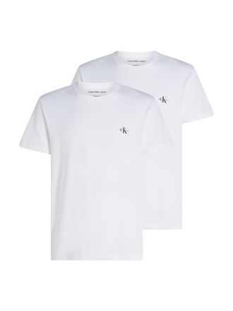 Calvin Klein Jeans T-Shirt CALVIN KLEIN JEANS 2 PACK MONOLOGO, Herren, Gr. XXL, weiss (hellwei&szlig;, hellwei&szlig;), Single Jersey, Obermaterial: 100% Baumwolle, bedruckt, regula