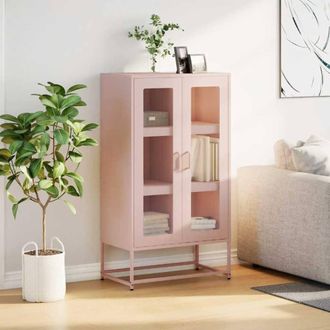Berkfield Home Highboard Pink 68x39x123 cm Steel | Size: 68 x 39 x 123 cm