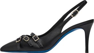 Loriblu Slingback van glanzend leer met bandjes - Dames - Pumps - Zwart - 37 EU - Leer - Schoenen