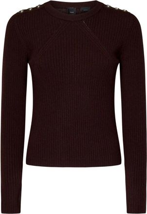 Pinko Stijlvolle Sweaters voor een Trendy Look - Dames - Ronde hals truien - Bruin - S - Truien & Vesten