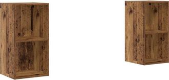 vidaXL Vidaxl - Mueble de tv de Pared 2 pcs Madera envejecida 37 x 37 x 72 cm