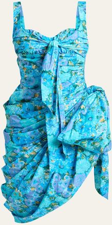 Chlo&eacute; Sleeveless Floral Draped Bow High-Low Dress