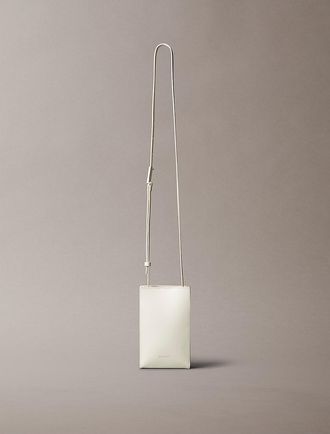 Calvin Klein Womens Line Mini Leather Crossbody Bag - White