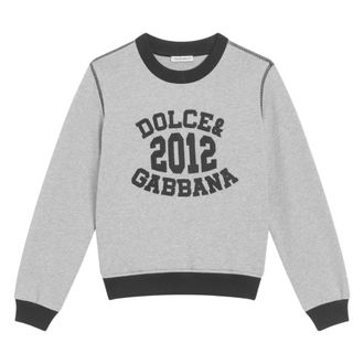 Dolce & Gabbana Kids Sweatshirts, male, Gray, 4 Y, Embroidered 2012 Logo Sweatshirt