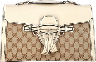 Gucci Gucci GG Emily Original Chain Shoulder Bag in White Canvas