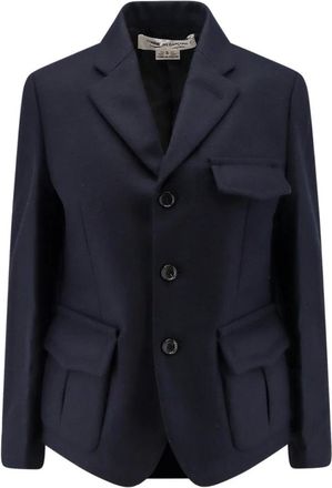 Comme Des Garçons Jassen, Dames, Blauw, S, Wol, Flap-Pocket Wool Blazer