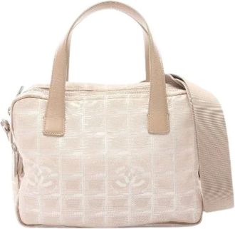 Chanel Pre-owned Handbags, female, Beige, Size: ONE SIZE Pre-owned Leather Nylon Canvas Handbag