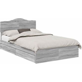 vidaXL Storage Bed Grey Sonoma 120 x 190 cm Engineered Wood vidaXL