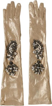 Dolce & Gabbana Elbow Length Mitten Gloves - Dames - Handschoenen - Beige - ONE Size - Satijn - Accessoires
