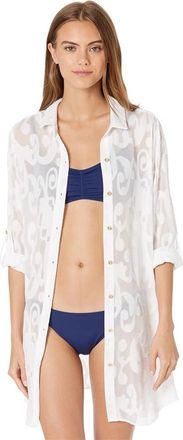 Lilly Pulitzer Natalie Cover Up Shirtdress Resort White Beach JZZ436
