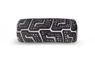 LuvMyJewelry Pro Rider Tire Tread Sterling Silver & Black Diamond Ring