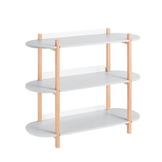 SoBuy 3-Tier Console Table - Light Gray & Wood Legs - Modern Scandinavian in Light Grey