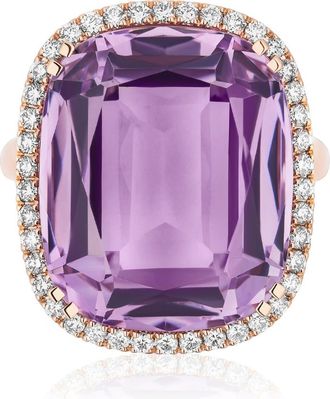 Goshwara Gossip Cushion Cut Blue Topaz & Diamond Cocktail Ring in Amethyst at Nordstrom, Size 7